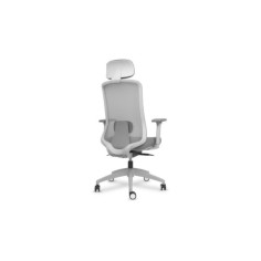 Silla ergonómica de oficina modelo DYNAMIS gris con cabezal, brazos regulables, mecanismo SYNCRO