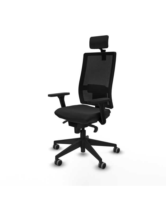 Silla Ergonómica Horna sincro negra brazos 3D base piramidal cabecero 2D