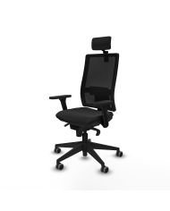 Silla Ergonómica Horna sincro negra brazos 3D base piramidal cabecero 2D
