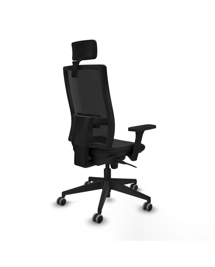 Silla Ergonómica Horna sincro negra brazos 3D base piramidal cabecero 2D