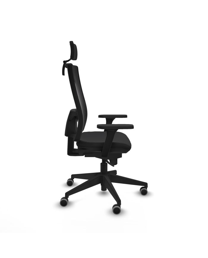 Silla Ergonómica Horna sincro negra brazos 3D base piramidal cabecero 2D