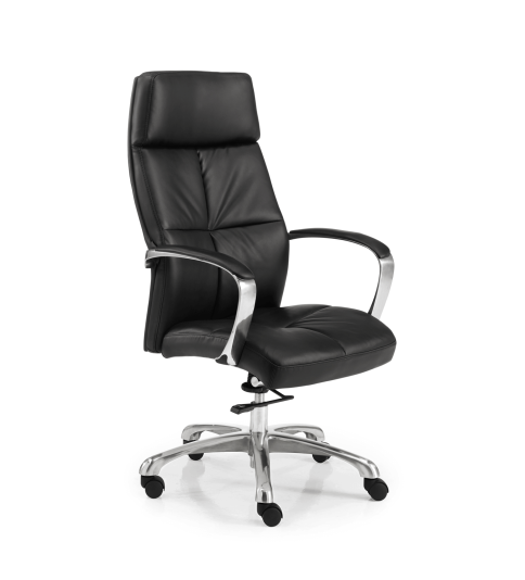 Sillón de dirección DUBLIN de Euromof, en acabado ecopiel negro