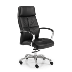 Sillón de dirección DUBLIN de Euromof, en acabado ecopiel negro