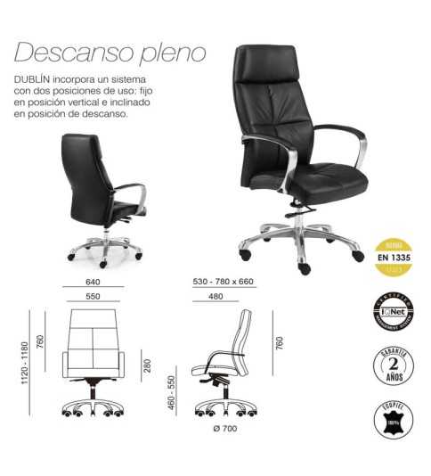 Sillón de dirección DUBLIN de Euromof, en acabado ecopiel negro-0