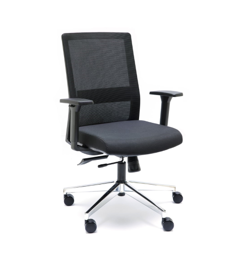 Silla ergonómica NIZA de Euromof en acabado negro, uso recomendado 8 horas
