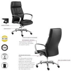 Sillón de dirección DUBLIN de Euromof, en acabado ecopiel negro