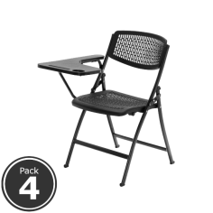 Lote 4 Sillas Plegables SEUL PALA, Ganchos Unión y Apilables, Acero y Plástico Negro