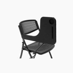 Lote 4 Sillas Plegables SEUL PALA, Ganchos Unión y Apilables, Acero y Plástico Negro