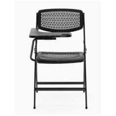 Lote 4 Sillas Plegables SEUL PALA, Ganchos Unión y Apilables, Acero y Plástico Negro