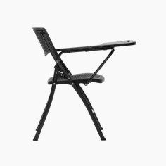 Lote 4 Sillas Plegables SEUL PALA, Ganchos Unión y Apilables, Acero y Plástico Negro