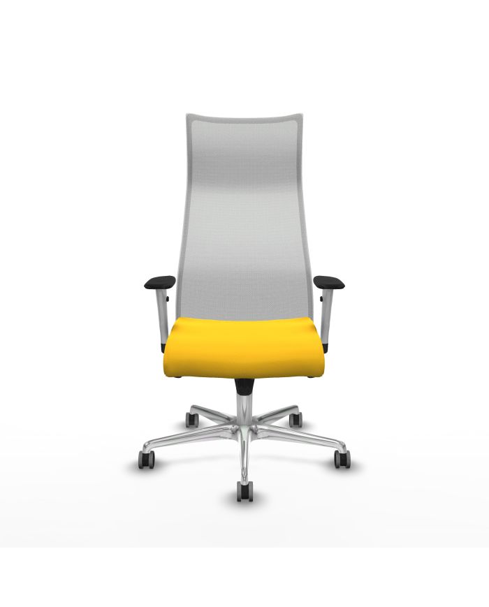 Silla Ergonómica Albacete sincro blanca brazos blancos base aluminio