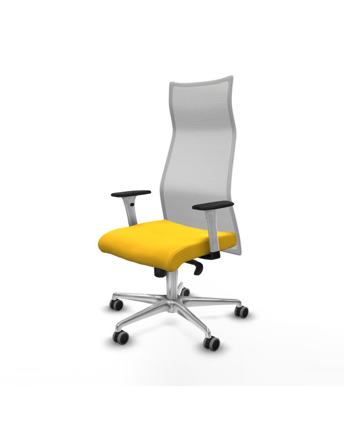 Silla Ergonómica Albacete sincro blanca brazos blancos base aluminio