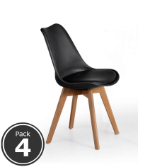 Lote 4 Sillas Confidente TALLIN Negra de Euromof, Patas Madera, Diseño Nórdico