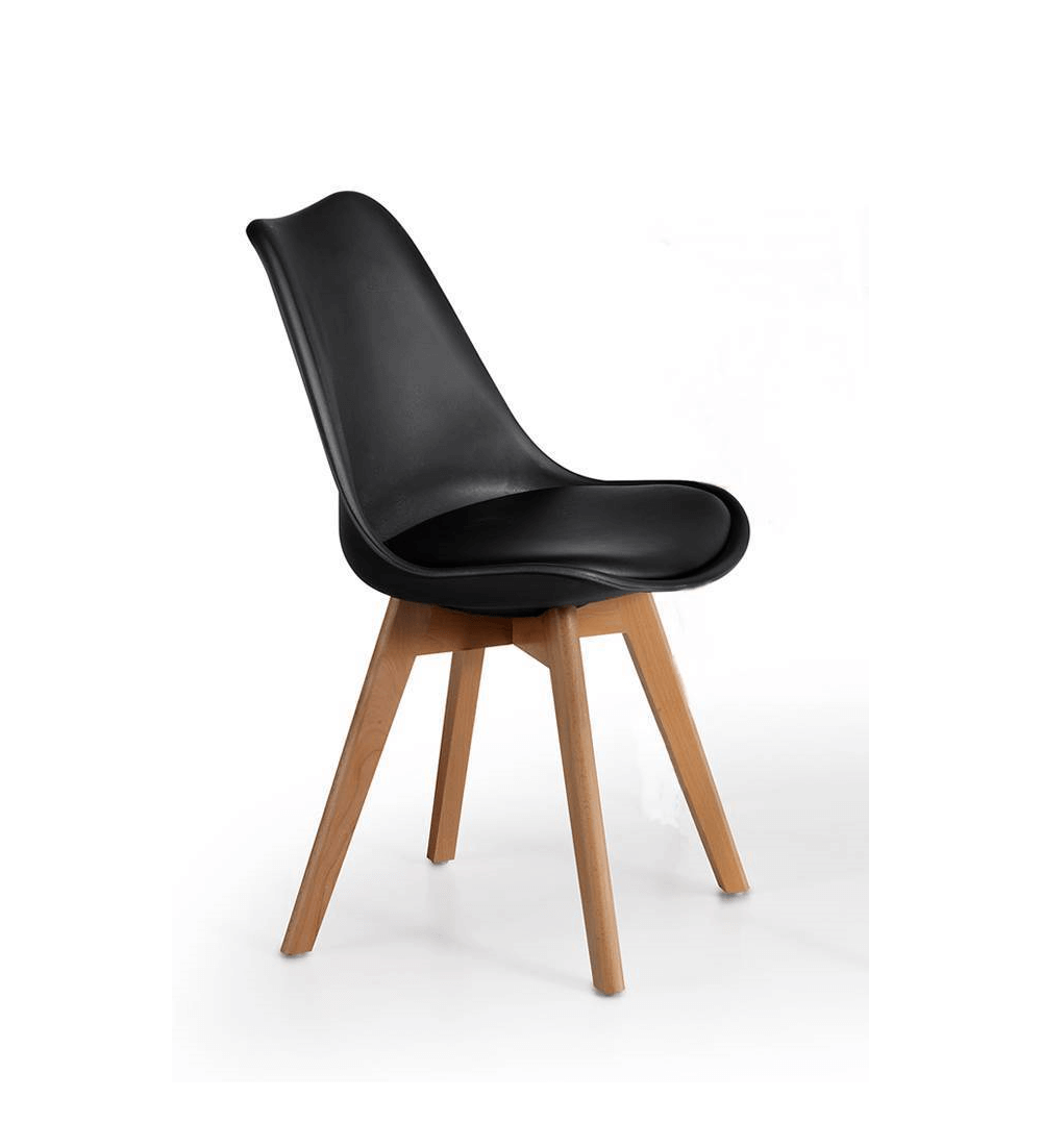 Lote 4 Sillas Confidente TALLIN de Euromof, Patas Madera, Diseño Nórdico-1 Lote 4 Sillas Confidente TALLIN de Euromof, Patas Madera, Diseño Nórdico-1