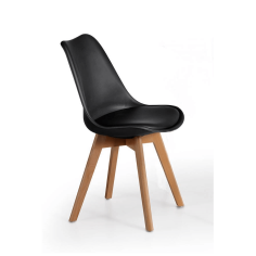 Lote 4 Sillas Confidente TALLIN Negra de Euromof, Patas Madera, Diseño Nórdico