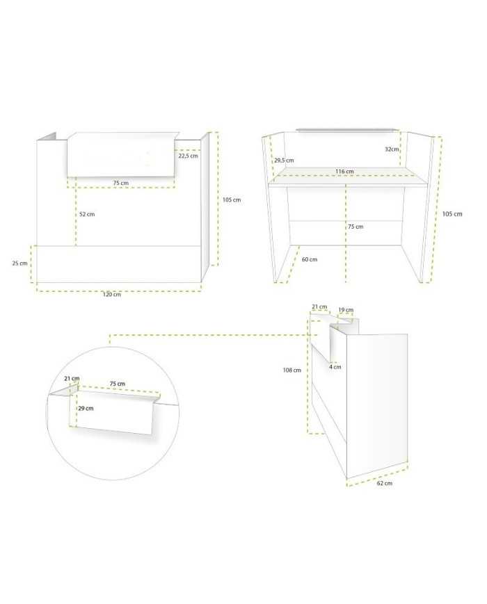 Mostrador recepción BELMO Medida 120 cm Blanco Mostrador recepción BELMO Medida 120 cm Blanco