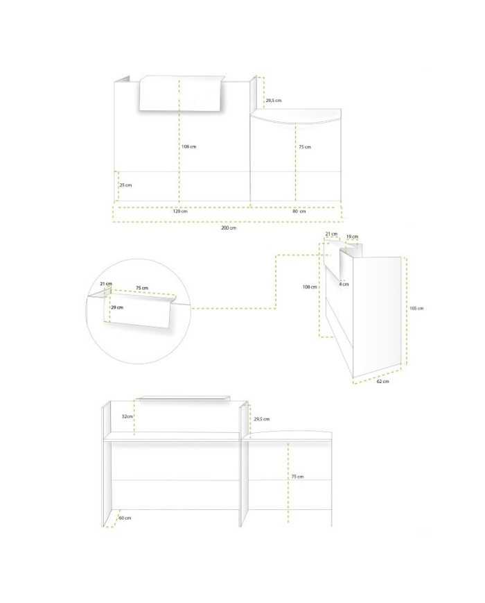 Mostrador recepción BELMO 200 cm Blanco Mostrador recepción BELMO 200 cm Blanco