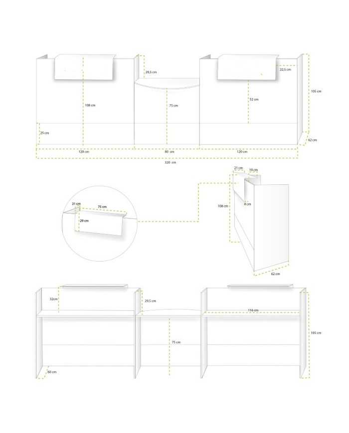 Mostrador recepción BELMO 320 cm Blanco Mostrador recepción BELMO 320 cm Blanco
