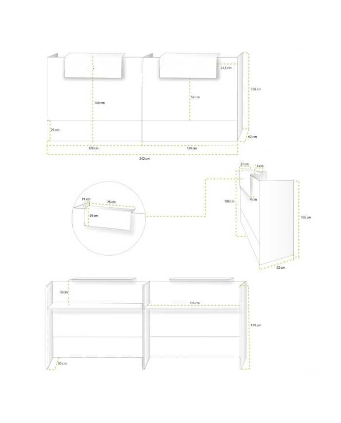 Mostrador recepción BELMO Blanco 240 cm Mostrador recepción BELMO Blanco 240 cm