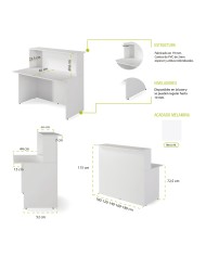 Mostrador recepción BASIC recto, color blanco, ancho 120 cm