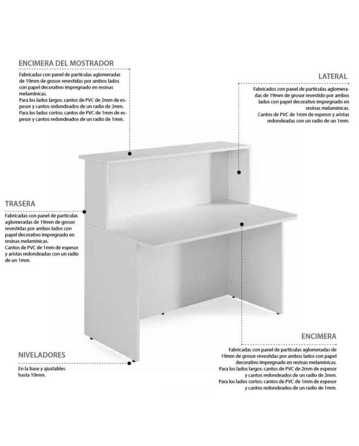 Mostrador recepción BASIC recto, color blanco, ancho 120 cm Mostrador recepción BASIC recto, color blanco, ancho 120 cm