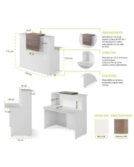 Mostrador de recepción BASIC , blanco con sobremostrador nebraska, ancho 120 cm