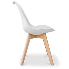 Lote 4 Sillas Confidente TALLIN Blanca de Euromof, Patas Madera, Diseño Nórdico