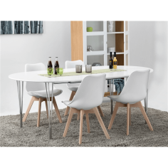 Lote 4 Sillas Confidente TALLIN Blanca de Euromof, Patas Madera, Diseño Nórdico