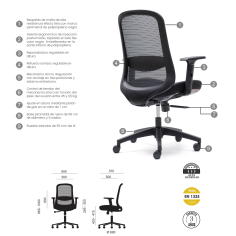 Silla ergonómica LIMA de Euromof, en acabado negro