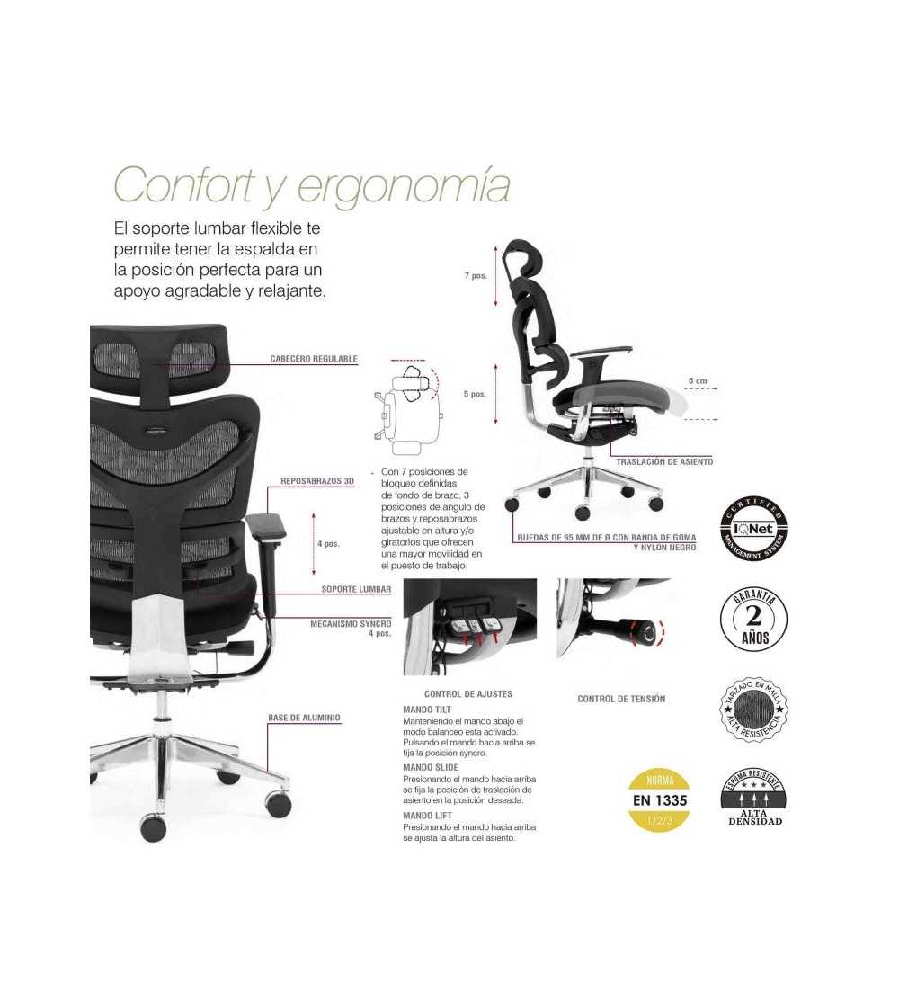 Silla ergonómica NEW ERGOSTONE de Euromof, uso recomendado 8 horas-1 Silla ergonómica NEW ERGOSTONE de Euromof, uso recomendado 8 horas-1