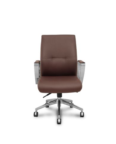 Sillón confidente Ergo540CS sincro marron base cromo ruedas