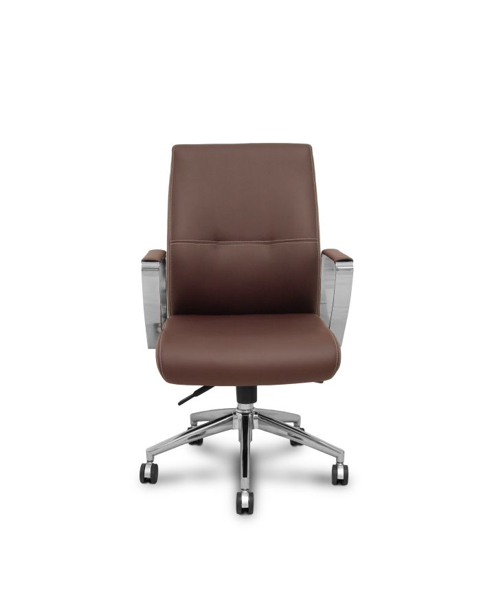 Sillón confidente Ergo540CS sincro marron base cromo ruedas cromadas
