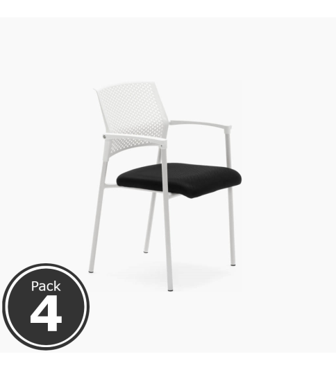 Lote 6 Sillas Confidente BARI de Euromof, Patas Metálicas, Diseño Nórdico, Blanco