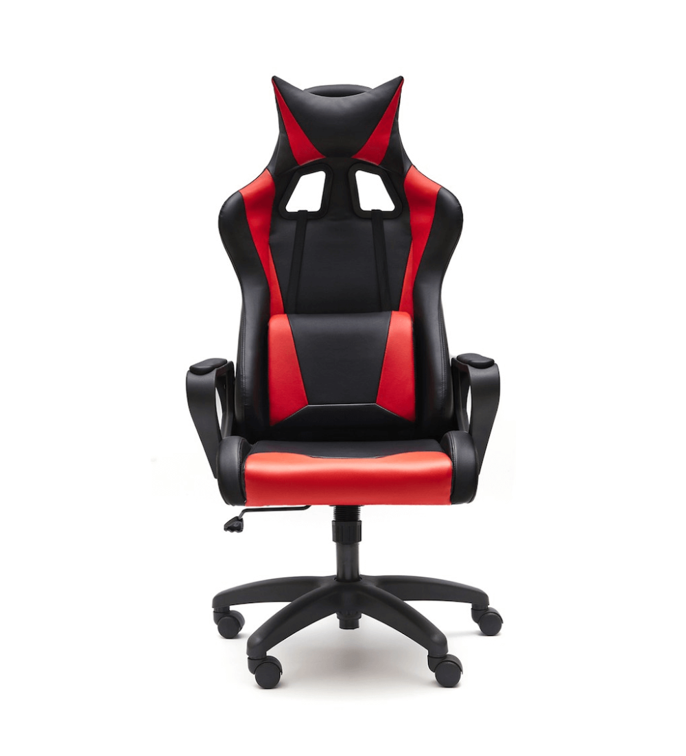 Silla ergonómica GAMER ARCADE de Euromof en acabado negro y rojo