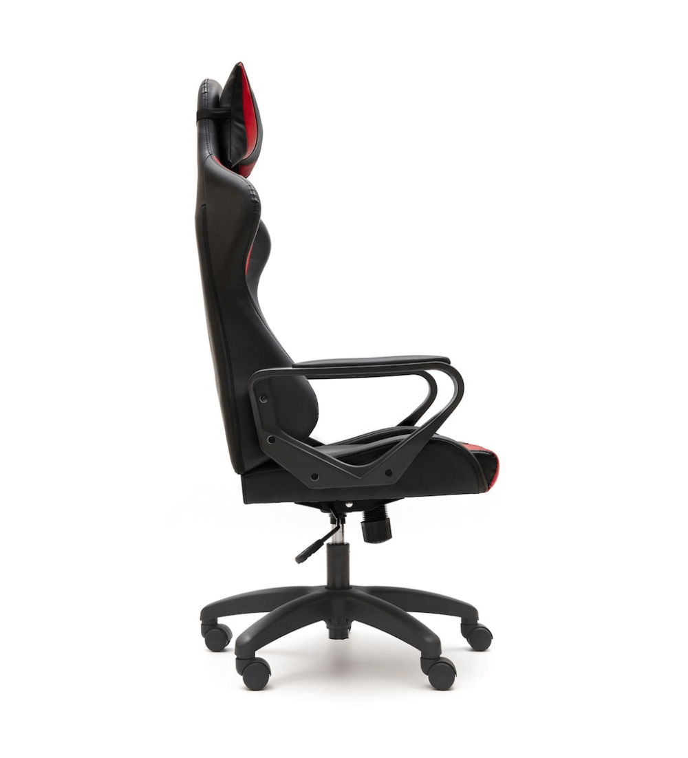 Silla ergonómica GAMER ARCADE de Euromof en acabado negro y rojo