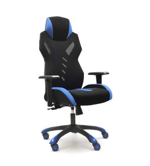 Silla ergonómica GAMER GALAXY de Euromof en acabado negro y azul