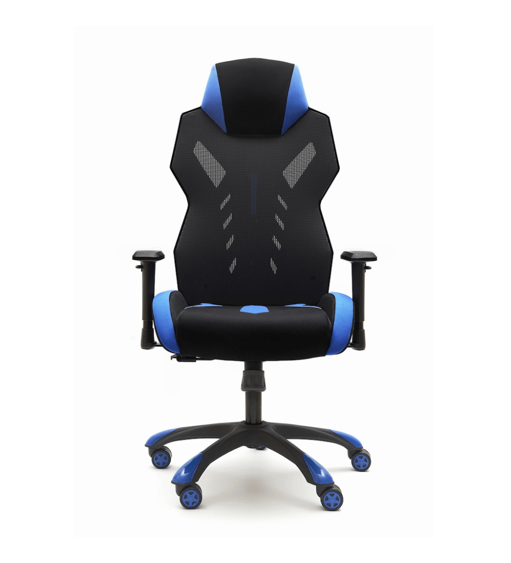 Silla ergonómica GAMER GALAXY de Euromof en acabado negro y azul