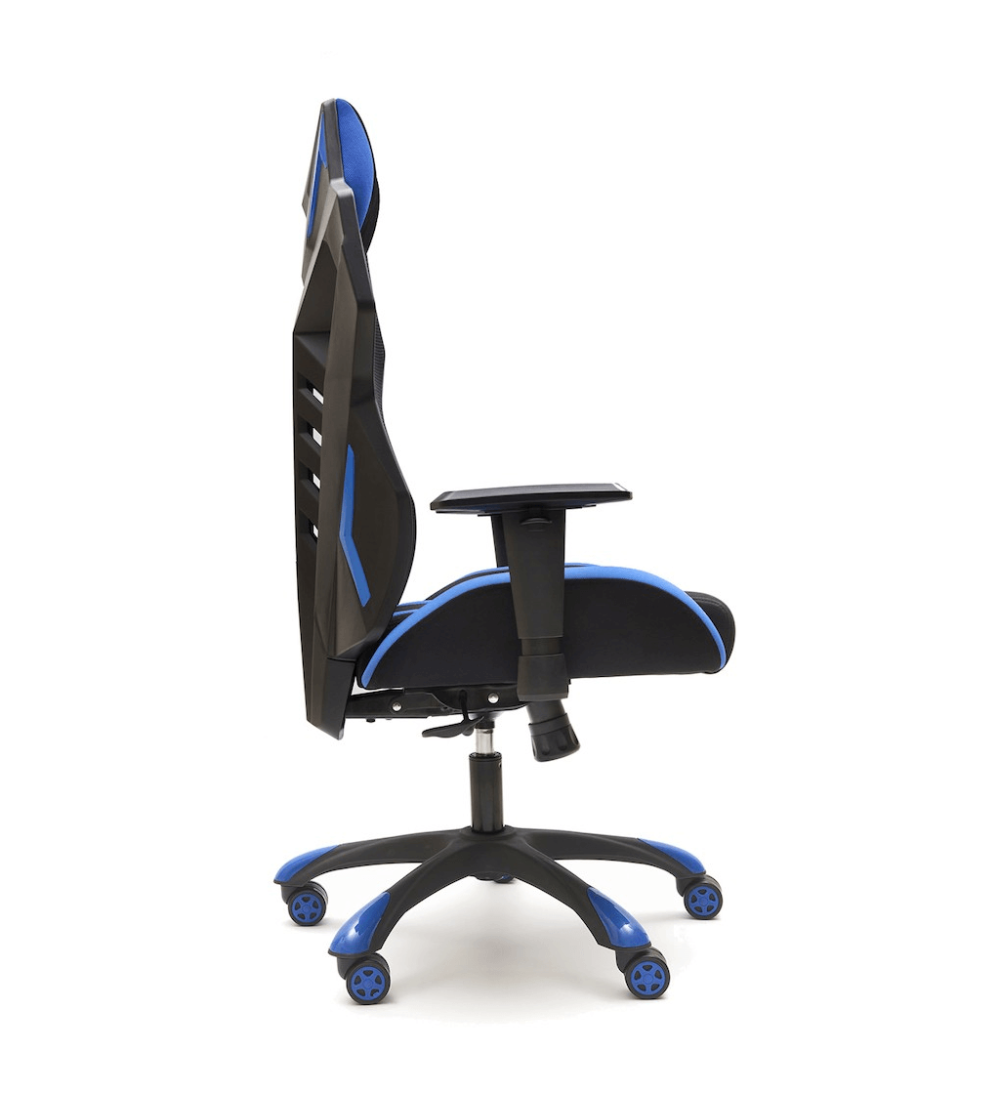 Silla ergonómica GAMER GALAXY de Euromof en acabado negro y azul