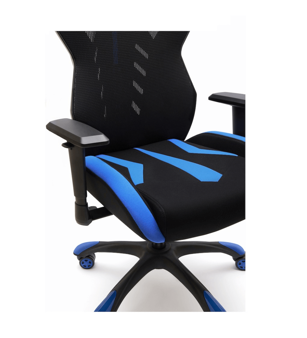 Silla ergonómica GAMER GALAXY de Euromof en acabado negro y azul