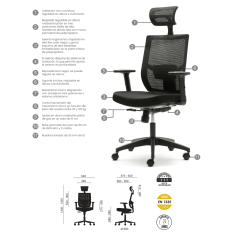 Silla ergonómica PISA de Euromof, uso recomendado 8 horas