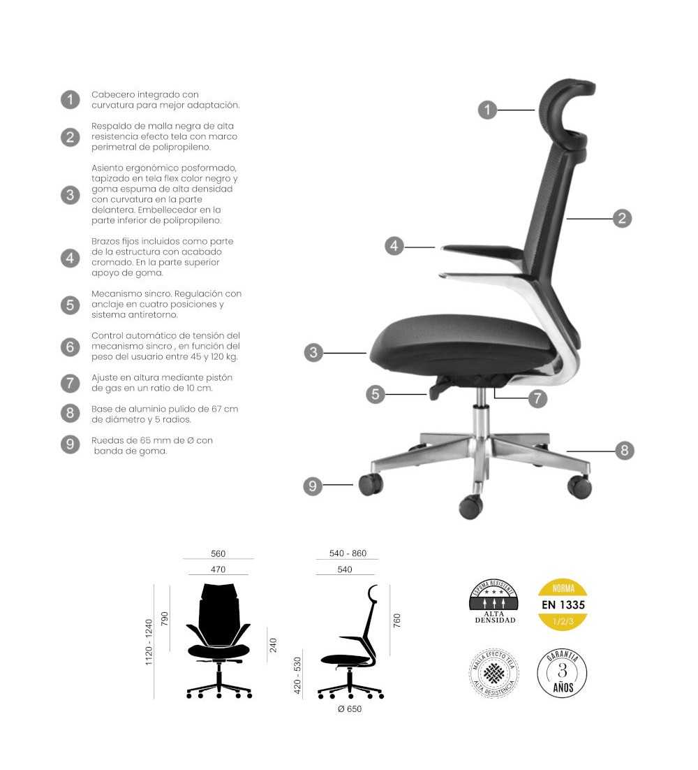Silla ergonómica TOKIO de Euromof, uso recomendado 8 horas-1 Silla ergonómica TOKIO de Euromof, uso recomendado 8 horas-1