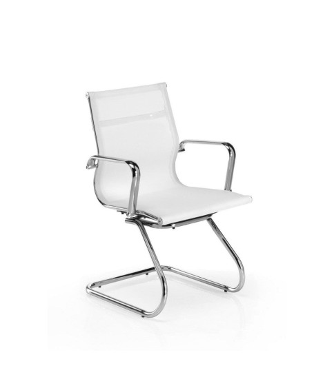 Silla confidente de oficina BERLIN de Euromof, en acabado malla blanca