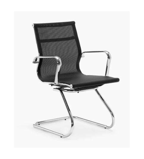 Silla confidente de oficina BERLIN de Euromof, en acabado malla negra