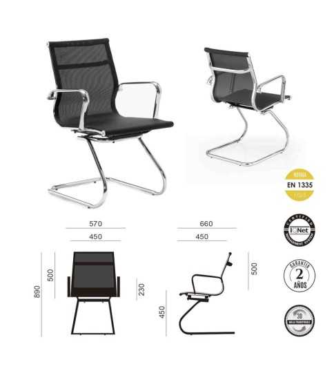 Silla confidente de oficina BERLIN de Euromof, en acabado malla negra-0