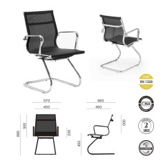 Silla confidente de oficina BERLIN de Euromof, en acabado malla negra