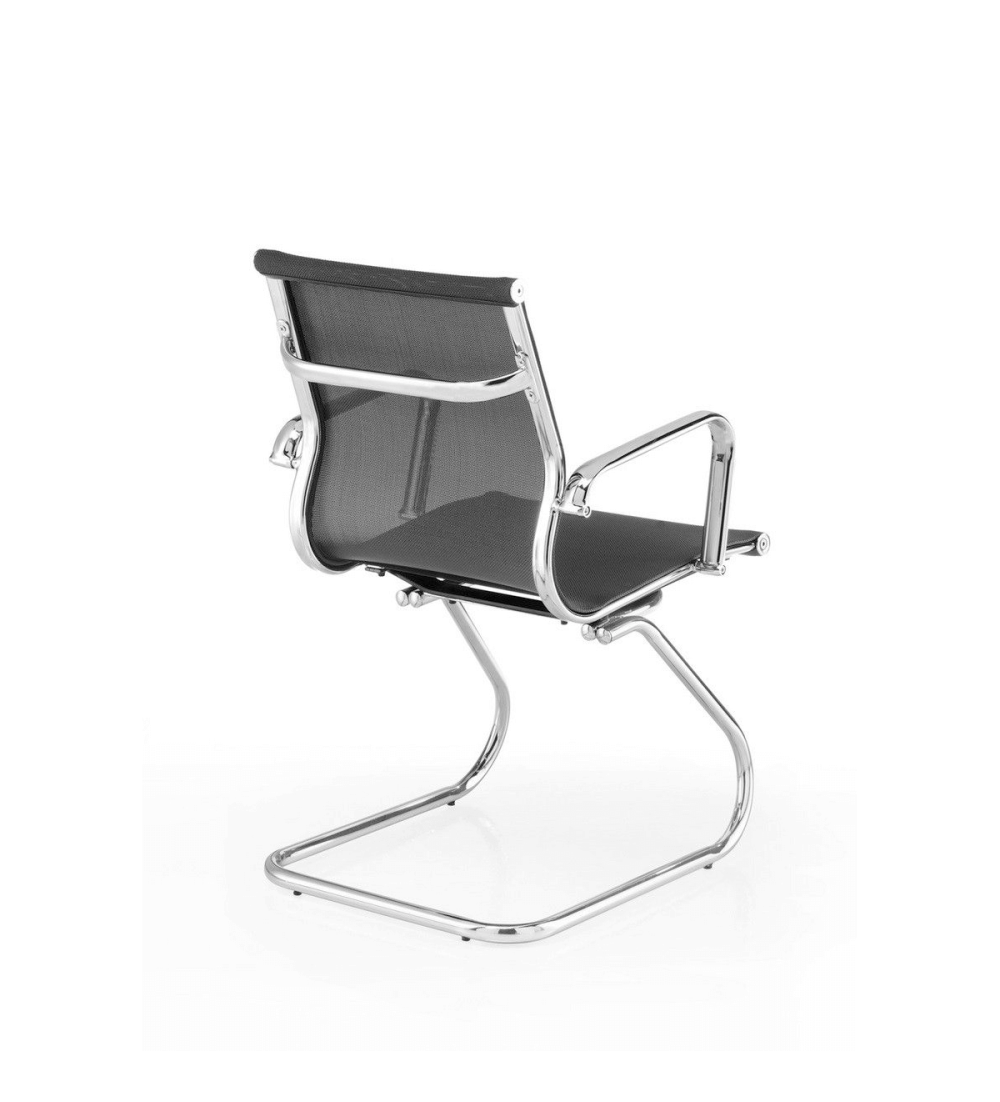 Silla confidente de oficina BERLIN de Euromof, en acabado malla negra-1 Silla confidente de oficina BERLIN de Euromof, en acabado malla negra-1