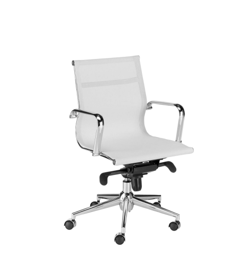 Silla de oficina BERLIN bajo de Euromof, en acabado malla blanca