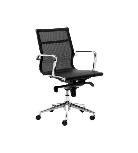 Silla de oficina BERLIN bajo de Euromof, en acabado malla negra