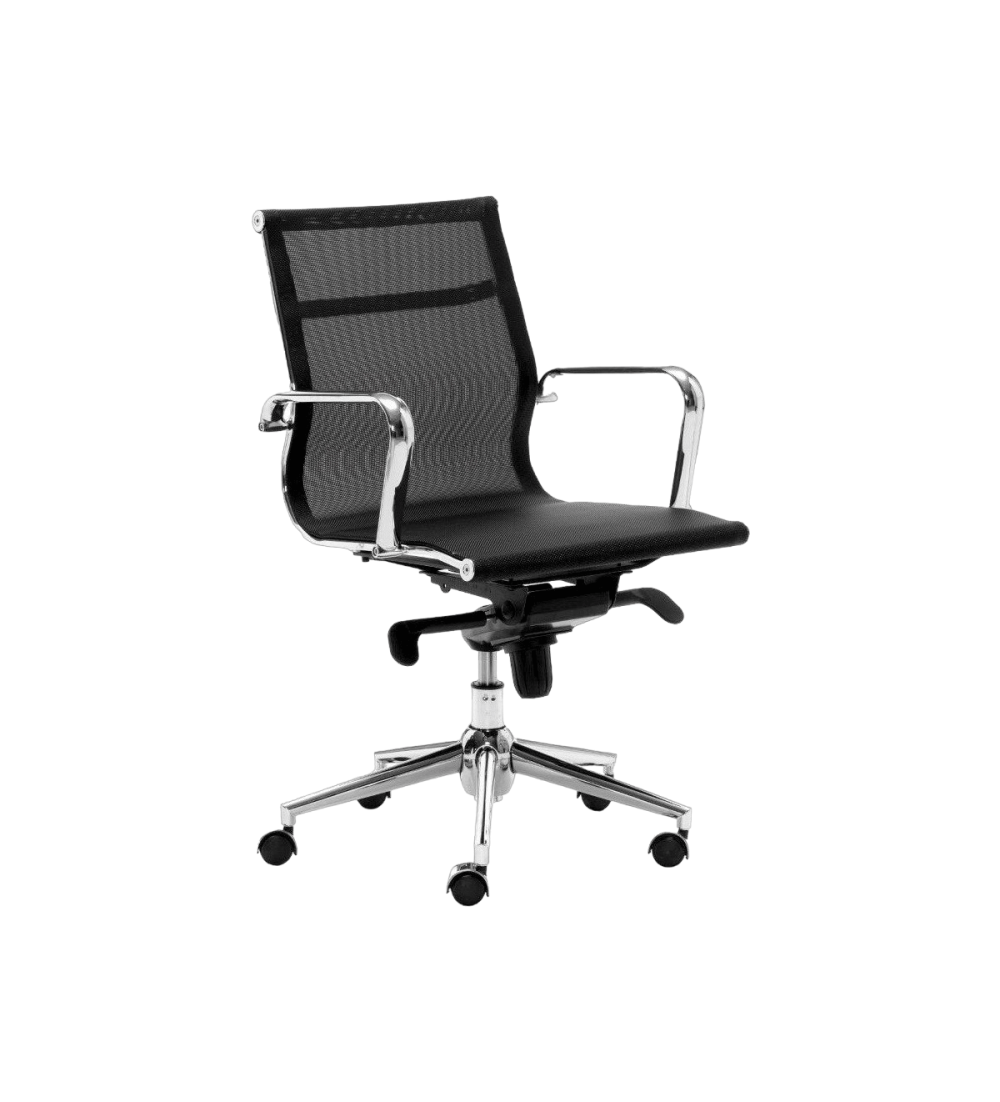 Silla de oficina BERLIN bajo de Euromof, en acabado malla negra Silla de oficina BERLIN bajo de Euromof, en acabado malla negra