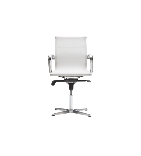 Silla de oficina BERLIN bajo de Euromof, base 4 radios en acabado malla blanca